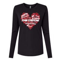 Down Syndrome Awareness Heart Womens Cotton Relaxed Long Sleeve T-Shirt