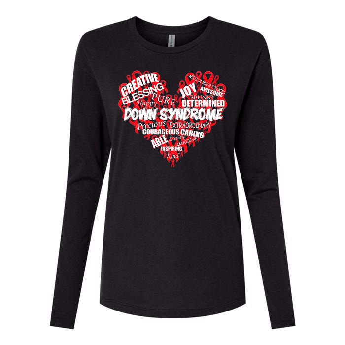 Down Syndrome Awareness Heart Womens Cotton Relaxed Long Sleeve T-Shirt