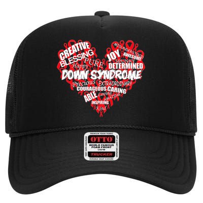 Down Syndrome Awareness Heart High Crown Mesh Back Trucker Hat