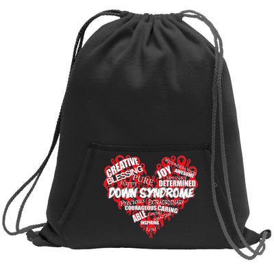 Down Syndrome Awareness Heart Sweatshirt Cinch Pack Bag