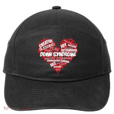 Down Syndrome Awareness Heart 7-Panel Snapback Hat