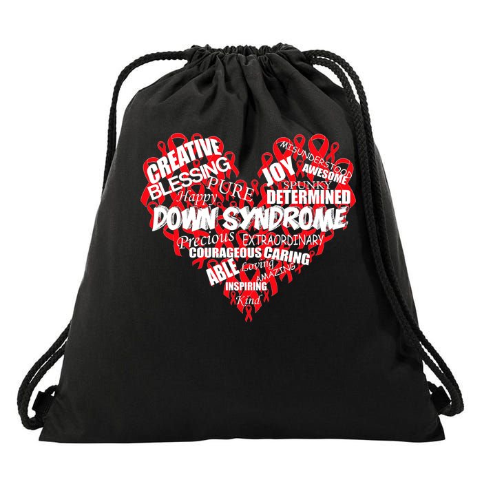 Down Syndrome Awareness Heart Drawstring Bag