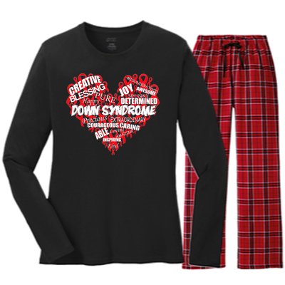 Down Syndrome Awareness Heart Women's Long Sleeve Flannel Pajama Set 