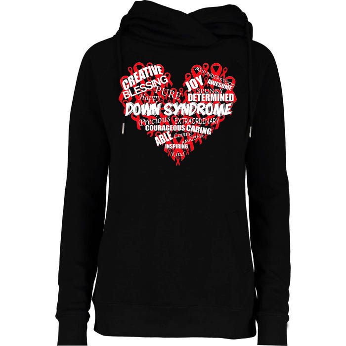 Down Syndrome Awareness Heart Womens Funnel Neck Pullover Hood