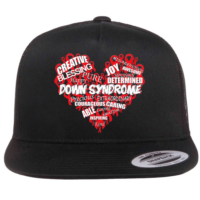 Down Syndrome Awareness Heart Flat Bill Trucker Hat