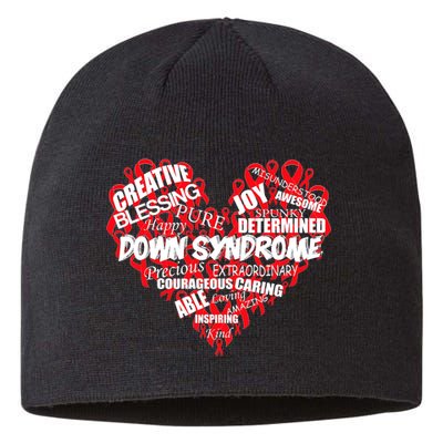 Down Syndrome Awareness Heart Sustainable Beanie