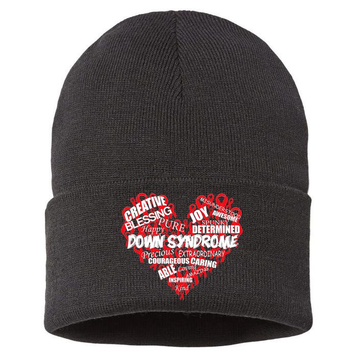 Down Syndrome Awareness Heart Sustainable Knit Beanie