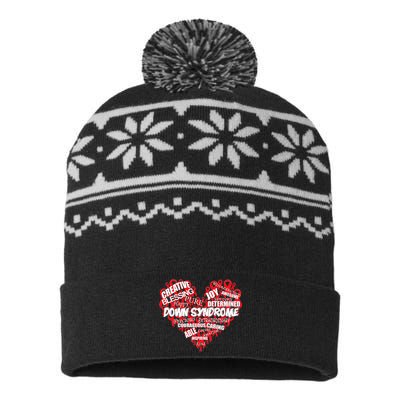 Down Syndrome Awareness Heart USA-Made Snowflake Beanie