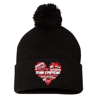 Down Syndrome Awareness Heart Pom Pom 12in Knit Beanie