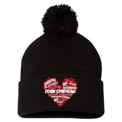 Down Syndrome Awareness Heart Pom Pom 12in Knit Beanie