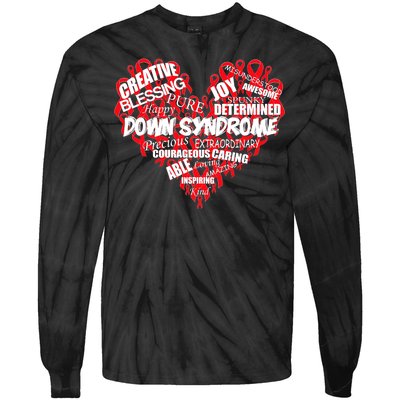 Down Syndrome Awareness Heart Tie-Dye Long Sleeve Shirt