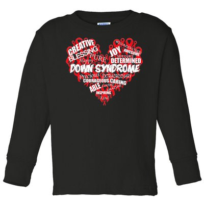 Down Syndrome Awareness Heart Toddler Long Sleeve Shirt