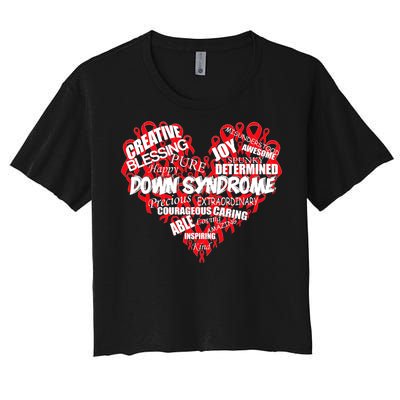 Down Syndrome Awareness Heart Women's Crop Top Tee