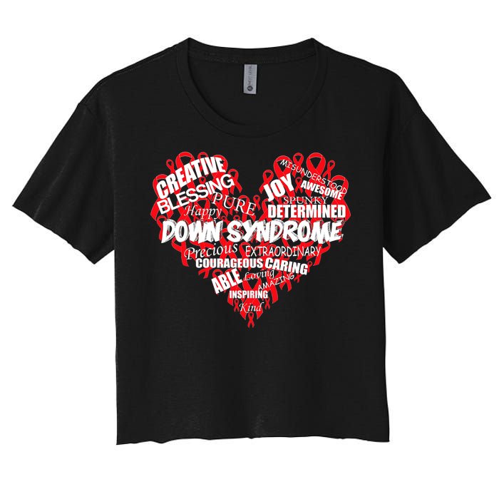 Down Syndrome Awareness Heart Women's Crop Top Tee