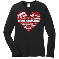 Down Syndrome Awareness Heart Ladies Long Sleeve Shirt