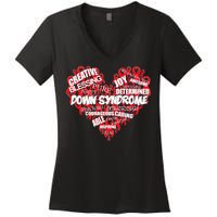 Down Syndrome Awareness Heart Women's V-Neck T-Shirt