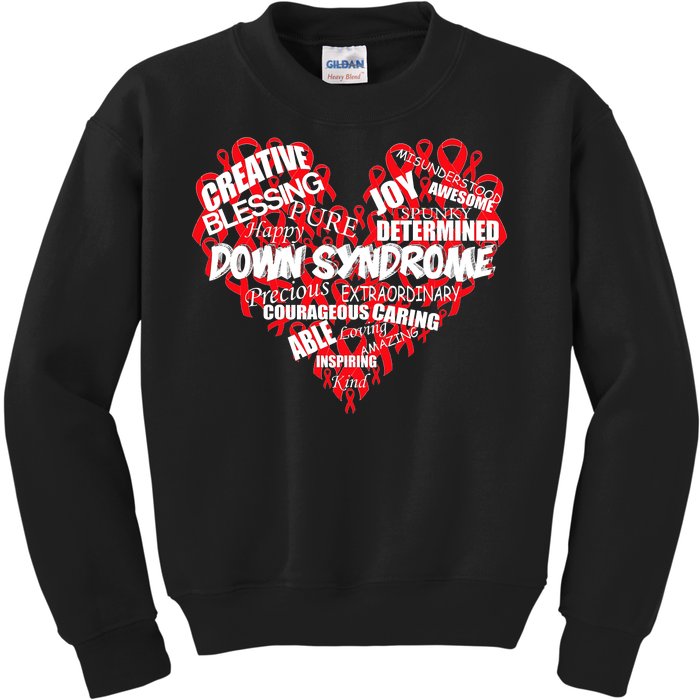 Down Syndrome Awareness Heart Kids Sweatshirt