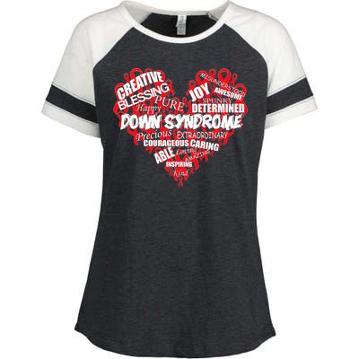 Down Syndrome Awareness Heart Enza Ladies Jersey Colorblock Tee