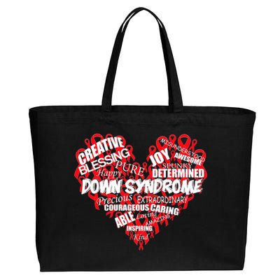 Down Syndrome Awareness Heart Cotton Canvas Jumbo Tote