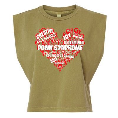 Down Syndrome Awareness Heart Garment-Dyed Women's Muscle Tee