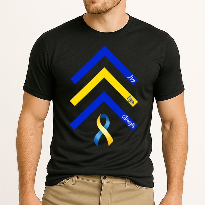 Down Syndrome Awareness Joy Love Strength  Performance Shirt
