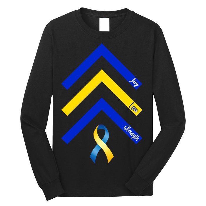 Down Syndrome Awareness Joy Love Strength  Long Sleeve Shirt