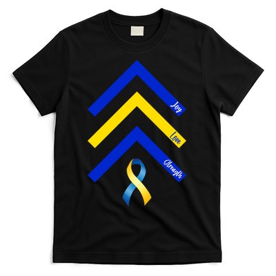 Down Syndrome Awareness Joy Love Strength  T-Shirt