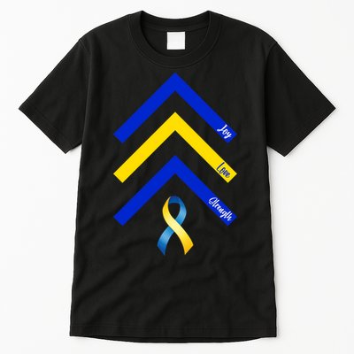 Down Syndrome Awareness Joy Love Strength  Tall T-Shirt