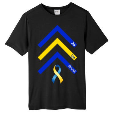 Down Syndrome Awareness Joy Love Strength  Tall Fusion ChromaSoft Performance T-Shirt