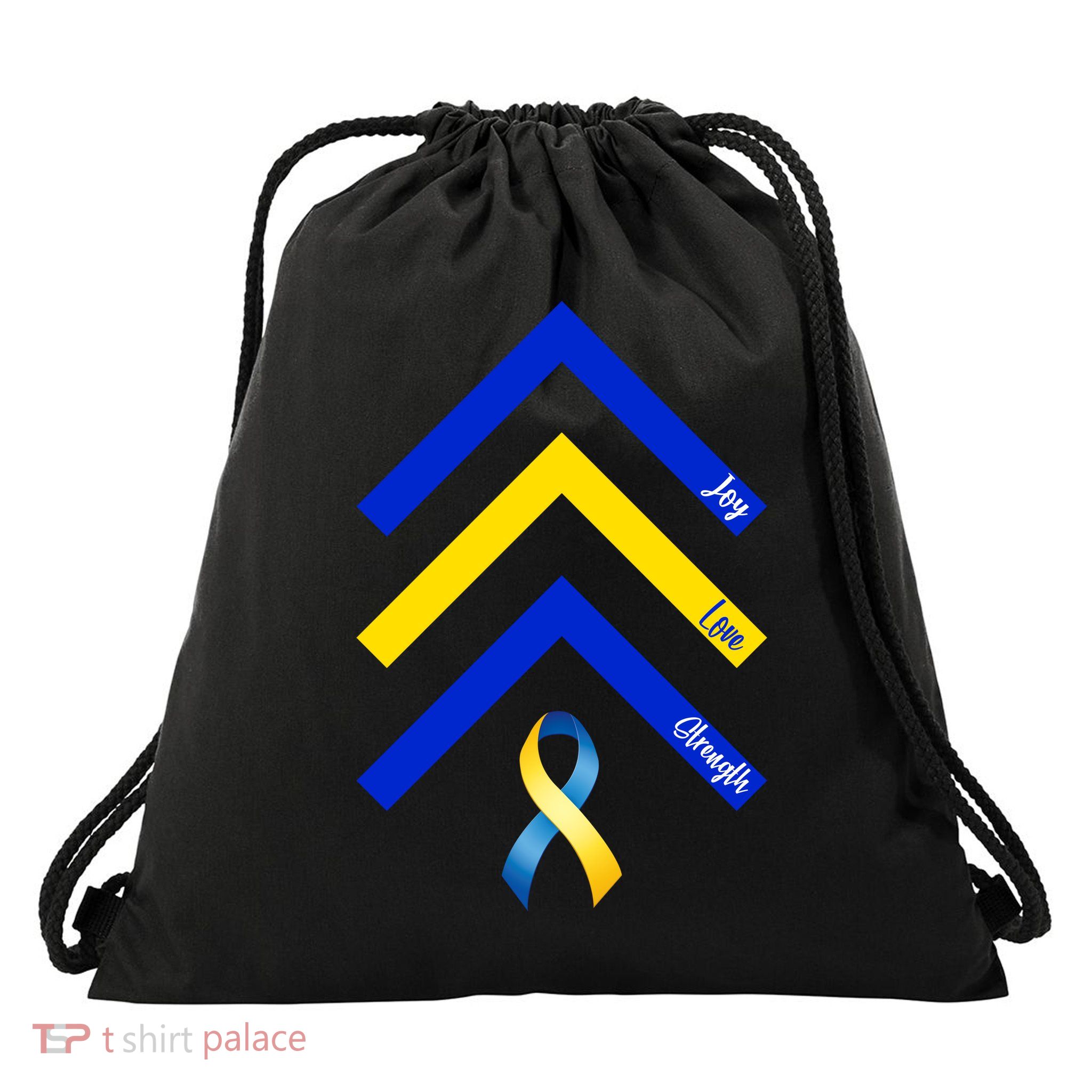 Down Syndrome Awareness Joy Love Strength  Drawstring Bag