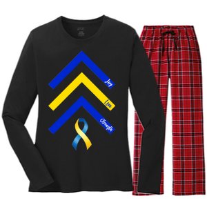 Down Syndrome Awareness Joy Love Strength  Women's Long Sleeve Flannel Pajama Set 