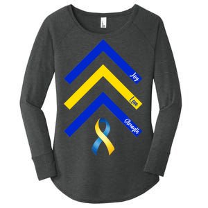 Down Syndrome Awareness Joy Love Strength  Women's Perfect Tri Tunic Long Sleeve Shirt