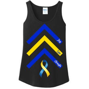 Down Syndrome Awareness Joy Love Strength  Ladies Essential Tank