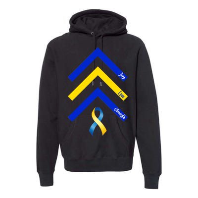 Down Syndrome Awareness Joy Love Strength  Premium Hoodie