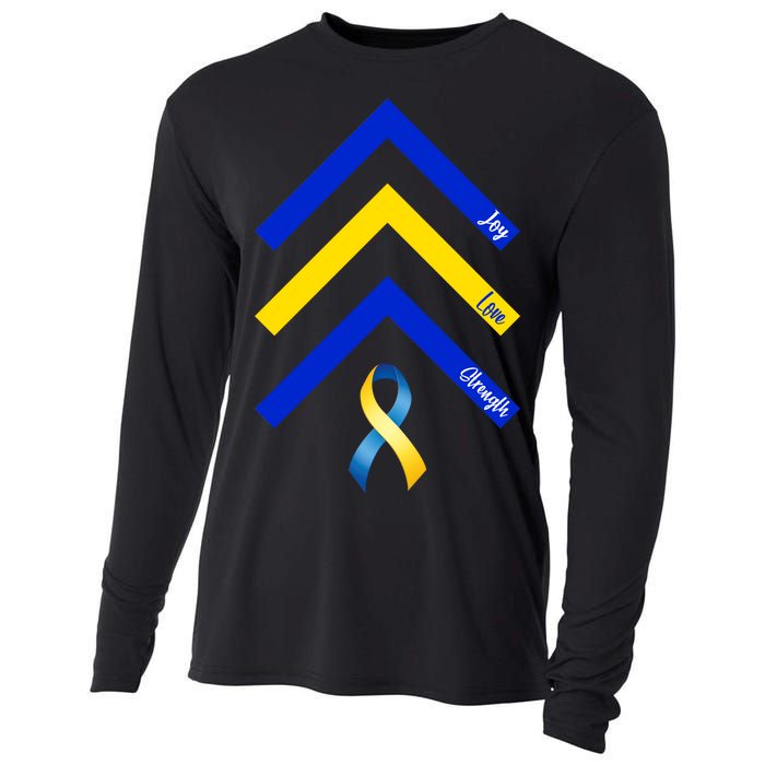 Down Syndrome Awareness Joy Love Strength  Cooling Performance Long Sleeve Crew