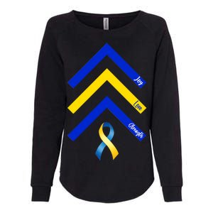 Down Syndrome Awareness Joy Love Strength  Womens California Wash Sweatshirt