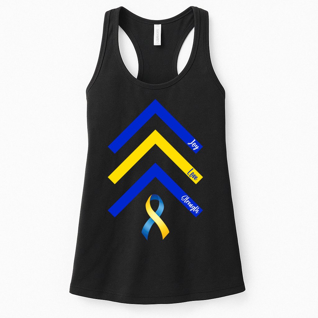 Down Syndrome Awareness Joy Love Strength  Womens Tank Top