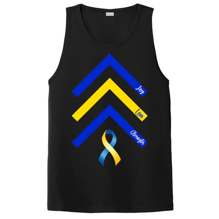 Down Syndrome Awareness Joy Love Strength  PosiCharge Competitor Tank