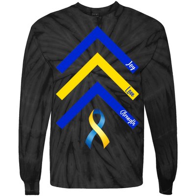 Down Syndrome Awareness Joy Love Strength  Tie-Dye Long Sleeve Shirt