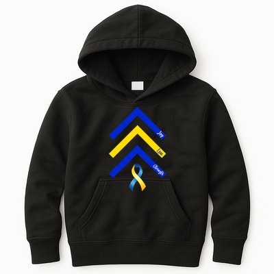 Down Syndrome Awareness Joy Love Strength  Kids Hoodie