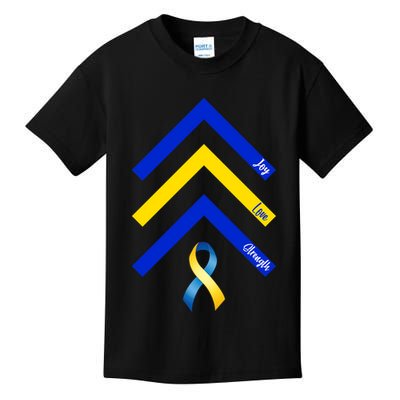 Down Syndrome Awareness Joy Love Strength  Kids T-Shirt