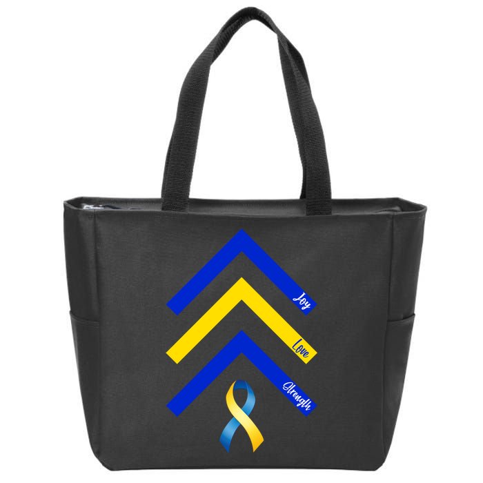 Down Syndrome Awareness Joy Love Strength  Zip Tote Bag