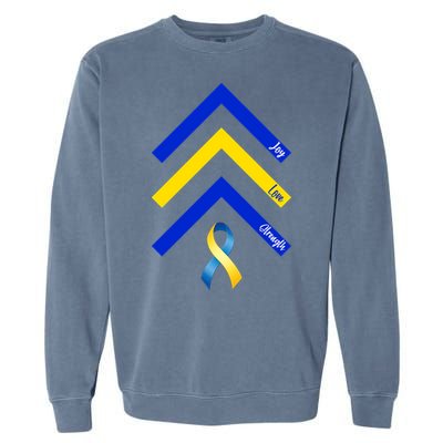 Down Syndrome Awareness Joy Love Strength  Garment-Dyed Sweatshirt