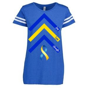 Down Syndrome Awareness Joy Love Strength  Enza Ladies Jersey Football T-Shirt