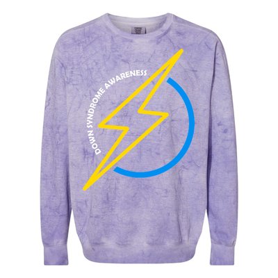 Down Syndrome Awareness Lightning Bolt Colorblast Crewneck Sweatshirt