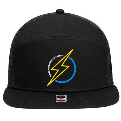 Down Syndrome Awareness Lightning Bolt 7 Panel Mesh Trucker Snapback Hat