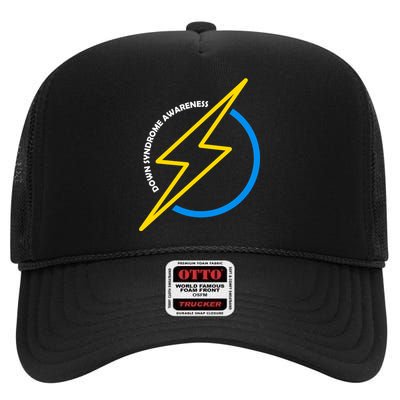 Down Syndrome Awareness Lightning Bolt High Crown Mesh Back Trucker Hat