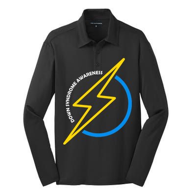 Down Syndrome Awareness Lightning Bolt Silk Touch Performance Long Sleeve Polo