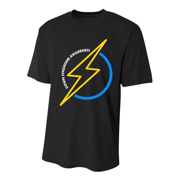 Down Syndrome Awareness Lightning Bolt Youth Performance Sprint T-Shirt