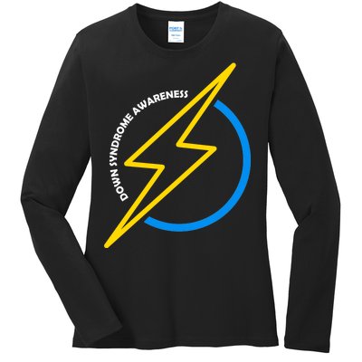 Down Syndrome Awareness Lightning Bolt Ladies Long Sleeve Shirt